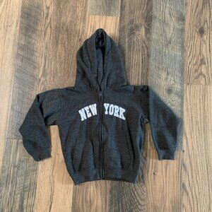 Kids size Medium (8) New York Gray Hooded Sweat Jacket with Full Zipper